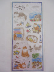 Cute Kawaii Mind Wave Cat Tabby Daily Scenery Sticker Sheet E Scenic Walk Beach Ocean - for Journal Planner Diary Craft Gift Schedule Notebook Creative Art