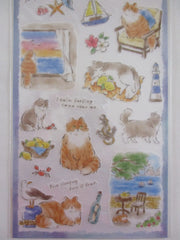 Cute Kawaii Mind Wave Cat Tabby Daily Scenery Sticker Sheet E Scenic Walk Beach Ocean - for Journal Planner Diary Craft Gift Schedule Notebook Creative Art