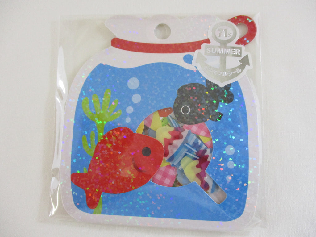 Cute Kawaii ⋆ ˚｡⋆୨୧˚ 🎈 (´｡• ◡ •｡`) ♡ VHTF Mind Wave All Things Summer Ocean Stickers Flake Sack - Rare Vintage