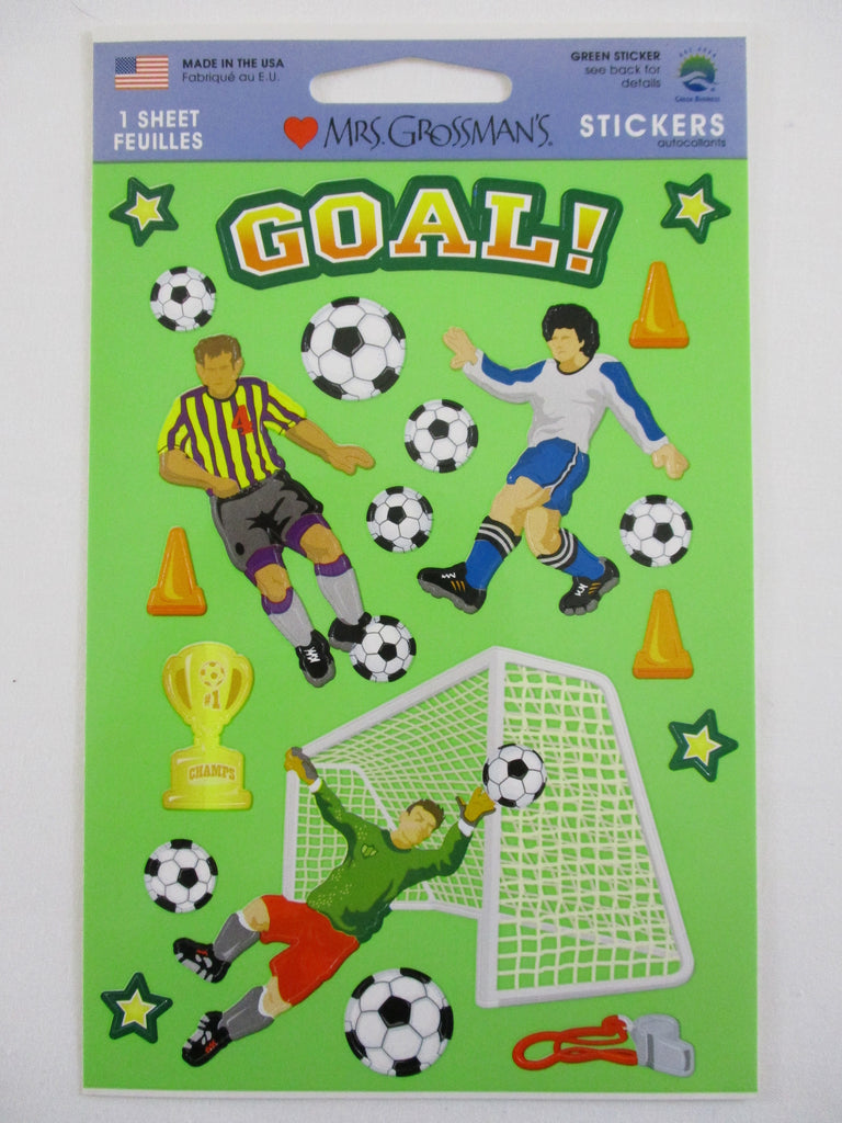 Mrs Grossman 4 x 6.5 Sport Green Cardstock Sticker Sheet - Soccer - Vintage & Collectible
