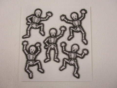 Sandylion Skeleton Halloween Fuzzy Sticker Sheet / Module - Vintage & Collectible