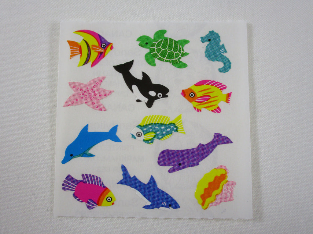 Sandylion Fish Turtle Whale Shark Ocean Sticker Sheet / Module - Vintage & Collectible