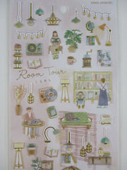 Cute Kawaii Kamio My Room Tour Series Sticker Sheet - Book Cafe Read Music Student College Hobby Relax Coffee Light Cozy - for Journal Planner Craft Agenda Organizer Scrapbook