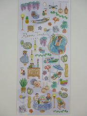 Cute Kawaii Kamio My Room Tour Series Sticker Sheet - Vacation Relax Sunny Day Dinner Swimming Pool Party - for Journal Planner Craft Agenda Organizer Scrapbook