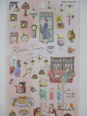 Cute Kawaii Kamio My Room Tour Series Sticker Sheet - Retro Modern Vintage Cozy Breakfast Pet Music Tea Time Powder Room - for Journal Planner Craft Agenda Organizer Scrapbook