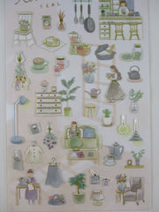 Cute Kawaii Kamio My Room Tour Series Sticker Sheet - Simple Mindful Home Garden Living Plant Cooking Kitchen Juice Drink Warm Coffee - for Journal Planner Craft Agenda Organizer Scrapbook