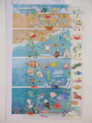 Cute Kawaii Kamio 4 Scenes Series Sticker Sheet -  Beach Vacation Sea Summer Fruit Fish Underwater Animal - for Journal Planner Craft Agenda Organizer Scrapbook
