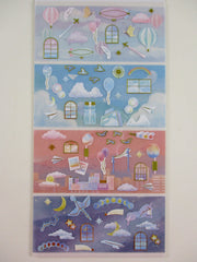 Cute Kawaii Kamio 4 Scenes Series Sticker Sheet - Sunny Beautiful Day Balloon Night Stars Dream - for Journal Planner Craft Agenda Organizer Scrapbook