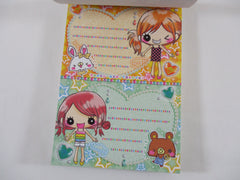 Cute Kawaii VHTF Vintage Collectible Crux Happy Fashion Girl Friends 4 x 6 Inch Notepad / Memo Pad - Stationery Designer Paper Collection