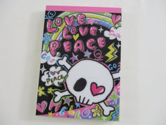 Cute Kawaii VHTF Vintage Collectible Kamio Love Peace Skull Halloween 4 x 6 Inch Notepad / Memo Pad - Stationery Designer Paper Collection