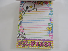 Cute Kawaii VHTF Vintage Collectible Kamio Love Peace Skull Halloween 4 x 6 Inch Notepad / Memo Pad - Stationery Designer Paper Collection