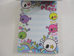 Cute Kawaii VHTF Vintage Collectible Kamio Love Peace Skull Halloween 4 x 6 Inch Notepad / Memo Pad - Stationery Designer Paper Collection