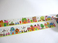 Cute Kawaii World Craft Washi / Masking Deco Tape - House Town City Village - for Scrapbooking Journal Planner Craft