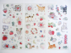 Cute Kawaii BGM Iridescent Set of 3 Sticker Sheets - Cat Feline Kitty - for Journal Planner Craft Organizer Calendar