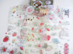 Cute Kawaii BGM Iridescent Set of 3 Sticker Sheets - Cat Feline Kitty - for Journal Planner Craft Organizer Calendar