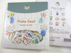 Cute Kawaii Papier Platz Flake Stickers Sack - Flower Vase Stem - for Journal Agenda Planner Scrapbooking Craft Schedule