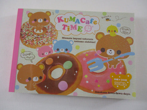 Rare ❤︎ Vintage *ੈ✩‧₊˚ Collectible ✿ Gift - Cute Kawaii VHTF Vintage Rare Collectible Crux Bear Kuma Cafe Time 4 x 6 Inch Notepad / Memo Pad - Stationery Designer Paper Collection Gift