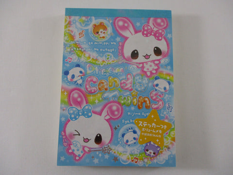 Rare ❤︎ Vintage *ੈ✩‧₊˚ Collectible ✿ Gift - Cute Kawaii VHTF Q-Lia Candy Twins Rabbit Bunny Hamster Panda Friends 4 x 6 Inch Notepad / Memo Pad - Stationery Designer Paper Collection Gift