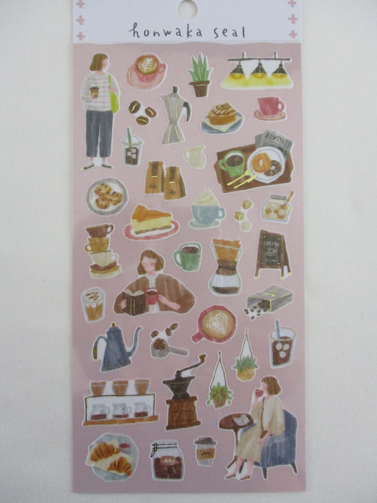 Cute Kawaii MW Honwaka Seal Series - A - Day Activities Morning Coffee Weekend Cafe Latte Warm Bakery Sticker Sheet - for Journal Planner Craft