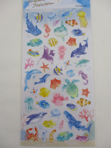 Cute Kawaii MW Summer Selection Series - Fish Dolphin Crab Ocean Sea Beach Sticker Sheet - for Journal Planner Craft Organizer Calendar Diary Penpal Scrapbook Gift