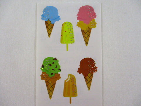 Mrs Grossman Cool Treats Ice Cream Cone Reflections A Sticker Sheet / Module - Vintage & Collectible - Stationery Journal Scrapbook Diary Notebook Planner Schedule Gift