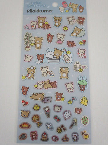 Cute Kawaii San-X Rilakkuma Bear Classic Glittery Sticker Sheet 2024 - B - for Planner Journal Scrapbook Craft Diary Schedule Gift