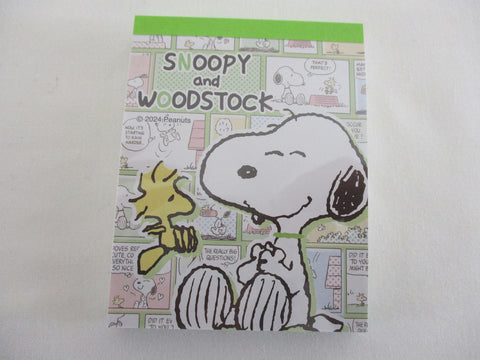 Cute Kawaii Peanuts Snoopy Mini Notepad / Memo Pad Kamio - Comic Green - Stationery Journal Diary Gift