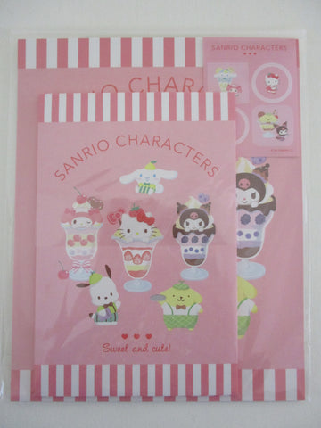 Cute Kawaii ‧₊ ᵎᵎ 🍒 ⋅ ˚✮ Sanrio ‪‪❤︎ Sanrio Characters Kuromi Hello Kitty Cinnamoroll Pochacco My Melody Purin Letter Set Pack - Stationery Writing Paper Envelope Penpal Gift preowned