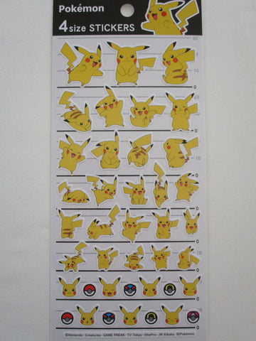Cute Kawaii Kamio Pokemon Pikachu Sticker Sheet - for Journal Planner Diary Notebook Craft Gift
