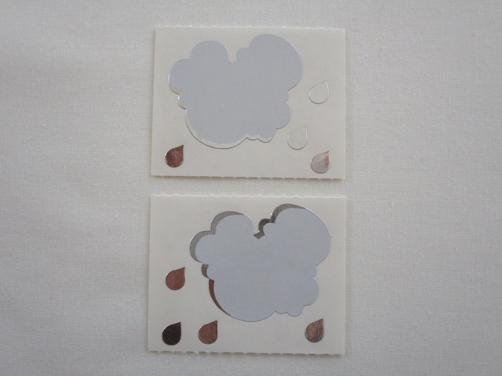 Mrs Grossman Cloud Rain Drop Silver Sticker Sheet / Module - Vintage & Collectible
