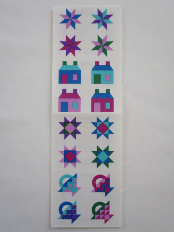 Mrs Grossman Classic Quilt Star House Sewing Block Sticker Sheet / Module - Vintage & Collectible