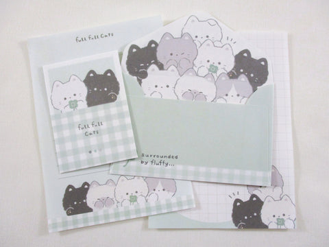 Cute Kawaii Q-Lia Full Cats Kitty Feline Pet Mini Letter Sets - Small Writing Note Envelope Set Stationery Gift