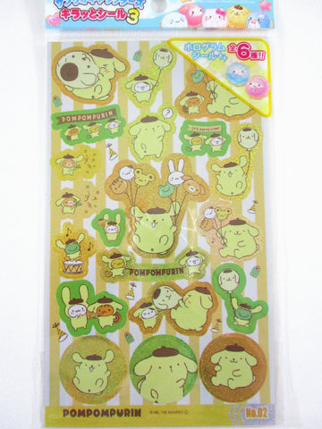 Cute Kawaii Sanrio Pom pom Purin Super Glittery Sticker Sheet for Journal Planner Craft Diary Schedule Gift - preowned
