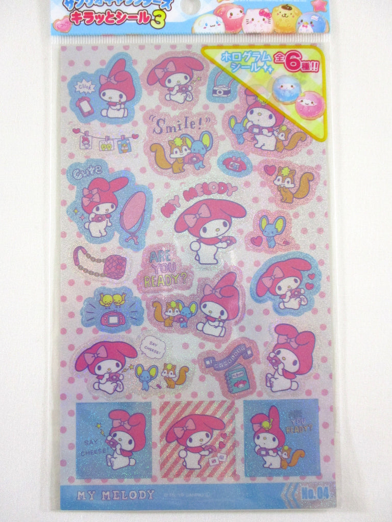 Cute Kawaii Sanrio My Melody Super Glittery Sticker Sheet for Journal Planner Craft Diary Schedule Gift - preowned