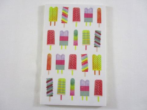 Mrs Grossman Watercolor Popsicles Sticker Sheet / Module - 4 x 6.5 in - Vintage & Collectible - Stationery Journal Scrapbook Diary Notebook Planner Schedule Gift