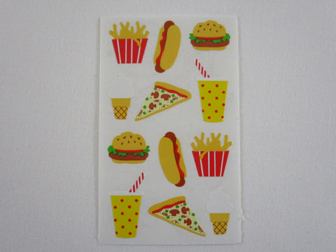Mrs Grossman Fast Food Fries Burger Hotdog Pizza Soda Drink Sticker Sheet / Module - Vintage & Collectible - Stationery Journal Scrapbook Diary Notebook Planner Schedule Gift