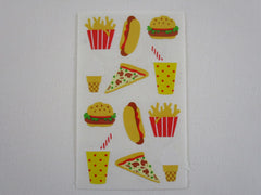 Mrs Grossman Fast Food Fries Burger Hotdog Pizza Soda Drink Sticker Sheet / Module - Vintage & Collectible - Stationery Journal Scrapbook Diary Notebook Planner Schedule Gift