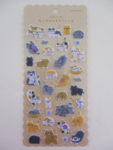 Cute Kawaii Kamio Felt Sticker Sheet - Cat Kitty Kitten Pet Taby - for Journal Planner Craft Agenda Organizer Scrapbook Gift