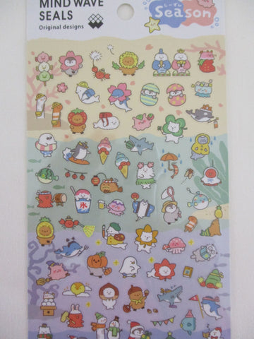 Cute Kawaii Mind Wave Ori Ocean Animal Fish Whale Shark Dressed Up Season Sticker Sheet - for Journal Planner Craft Diary Gift Schedule