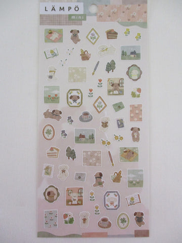 Cute Kawaii MW Lampo Mini Scenic Animal Series - D - Dog Reading Writing Letter Cake Tea Picnic Bread Food Nature Tender Classic Sticker Sheet - for Journal Planner Schedule Scrapbook Craft Diary Gift