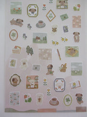 Cute Kawaii MW Lampo Mini Scenic Animal Series - D - Dog Reading Writing Letter Cake Tea Picnic Bread Food Nature Tender Classic Sticker Sheet - for Journal Planner Schedule Scrapbook Craft Diary Gift