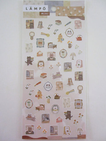 Cute Kawaii MW Lampo Mini Scenic Animal Series - E - Cat Home Sweet Home Reading Writing Friends Tender Classic Sticker Sheet - for Journal Planner Schedule Scrapbook Craft Diary Gift