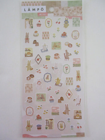 Cute Kawaii MW Lampo Mini Scenic Animal Series - C - Bunny Rabbit Strawberry Cake Coffee Tea Pancake Teatime Donut Apple Tulip Food Gardening Tender Classic Sticker Sheet - for Journal Planner Schedule Scrapbook Craft Diary Gift