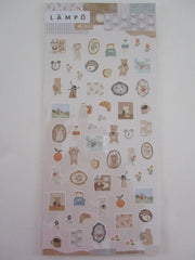 Cute Kawaii MW Lampo Mini Scenic Animal Series - B - Bear Coffee Tea Egg Bread Jam Breakfast Bacon Read Windmill Book Pretzel Apple Plant Gardening Food Tender Classic Sticker Sheet - for Journal Planner Schedule Scrapbook Craft Diary Gift