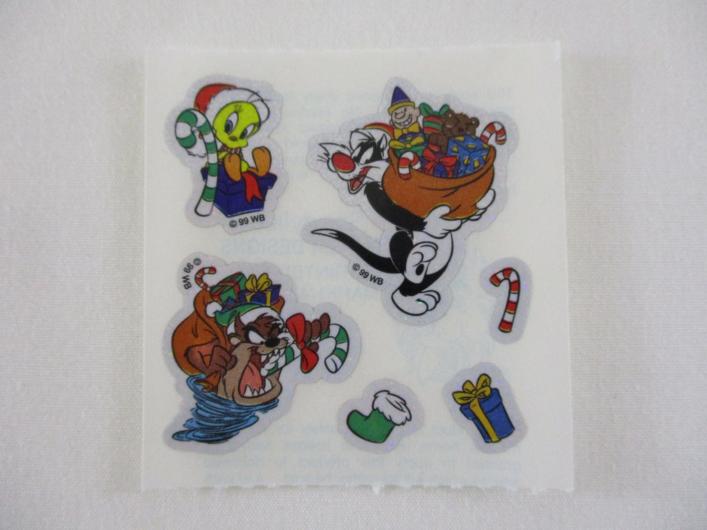 Sandylion Looney Tunes Sylvester Cat Christmas Tweety Taz Glitter Sticker Sheet / Module - Vintage & Collectible