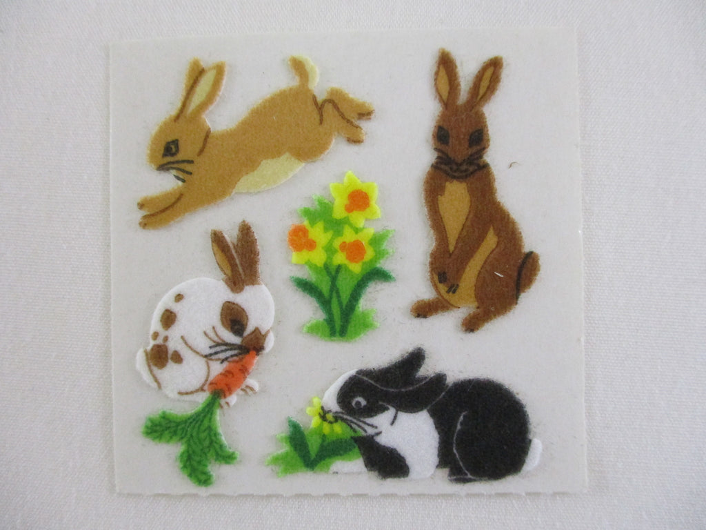Sandylion Rabbit Fuzzy Sticker Sheet / Module - Vintage & Collectible - Scrapbooking Gift