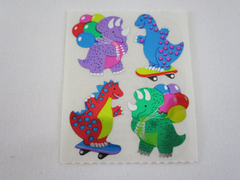 Sandylion Dino Balloon Skateboard Shiny Mylar Sticker Sheet / Module - Vintage & Collectible