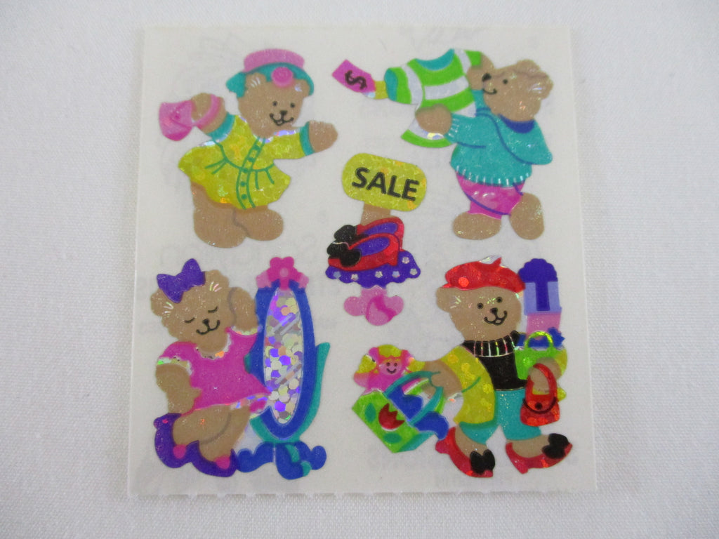 Sandylion Bear Bargain Hunting Glitter Sticker Sheet / Module - Vintage & Collectible