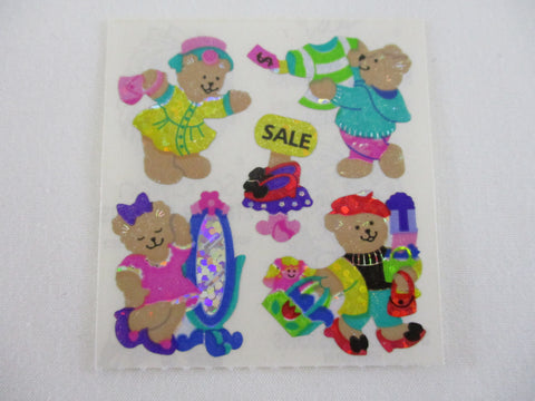 Sandylion Bear Bargain Hunting Glitter Sticker Sheet / Module - Vintage & Collectible