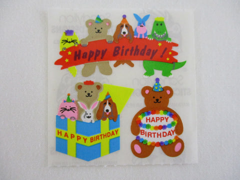 Sandylion Bear Happy Birthday Sticker Sheet / Module - Vintage & Collectible